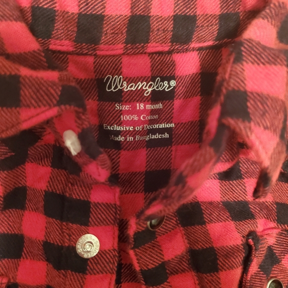 18 mo Wrangler Buffalo Plaid pearl snap - Picture 2 of 2